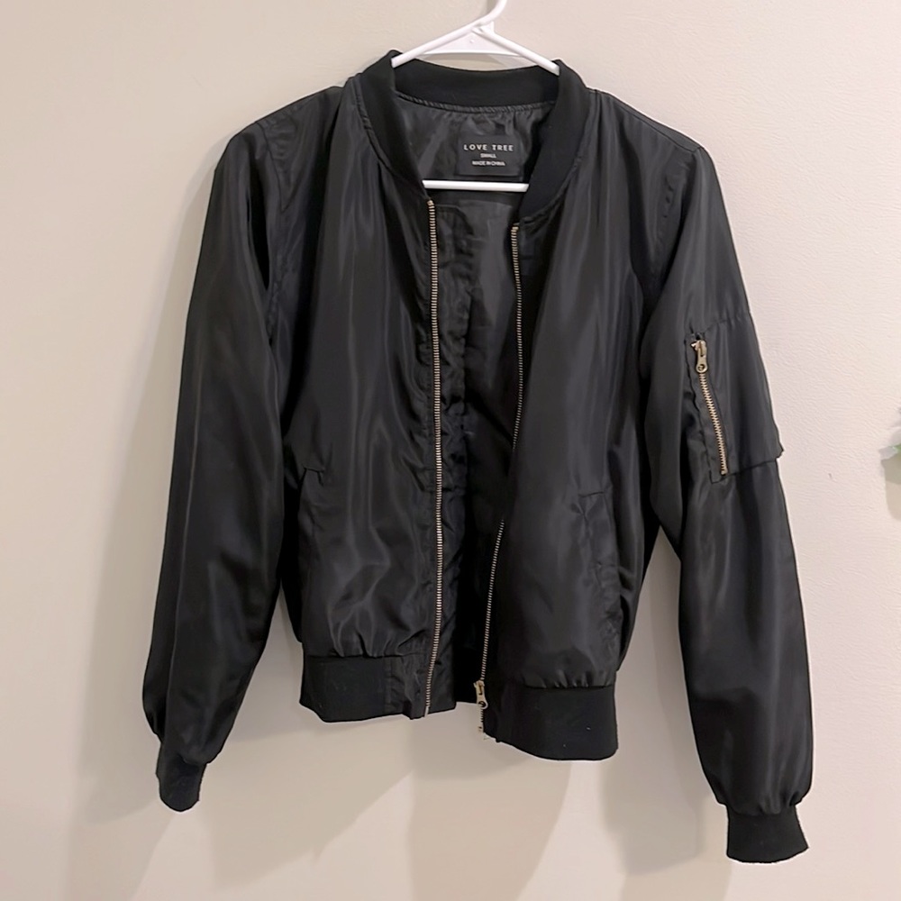 Love tree racer jacket, closet basic, basic jacket, gold and black wind jacket